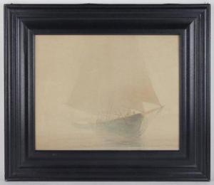 THURSTON John 1865-1955,sailboat emerging from the fog,Kaminski & Co. US 2019-12-29