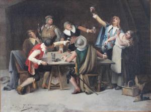 THYS Gaston 1863-1893,Scène de taverne,1885,Ruellan FR 2017-06-10