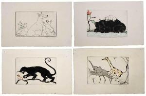 TICE Clara 1888-1973,Black Puma, Hippopotamus, Dog and Her Pups, Giraff,Brunk Auctions US 2019-03-21