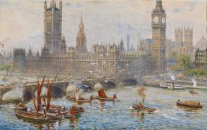 TIDMARSH Henry Edward 1880-1927,The Houses of Parliament from the Thames,Mallams GB 2021-03-10