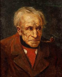 TIEL Hans 1900-1900,Bauernportrait Darstellung eines Pfeife rauchenden,Mehlis DE 2016-08-25