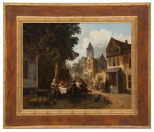 TIELEMANS Louis 1826-1856,FIGURES OUTSIDE TAVERN,Abell A.N. US 2017-10-15