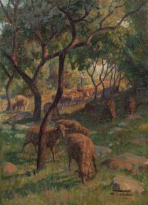 TIEMANN Albert Otto 1868-1948,Grazing Sheep,1911,Hindman US 2015-05-15