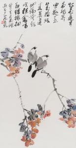 TIEN Fan Chang 1907-1987,Swallows on Branches,33auction SG 2017-01-21