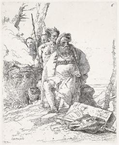 TIEPOLO Giovanni Battista 1696-1770,Mago con quattro figure presso un'ara fuma,1740,Swann Galleries 2024-04-18