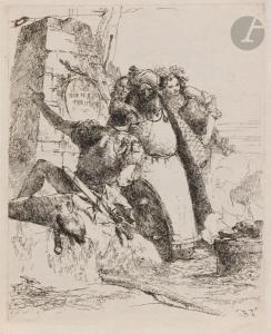 TIEPOLO Giovanni Battista,Un magicien, un soldat et trois personnages regard,Ader 2024-04-03