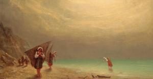 TIFFIN WALTER FRANCIS 1845-1867,The Shrimp Gatherers, Brittany,1873,Duke & Son GB 2020-01-23