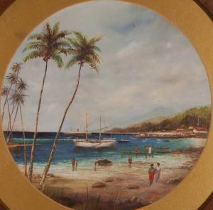 TIGHE W,Tropical beach scene and a Continental Village scene,Burstow and Hewett GB 2009-03-25