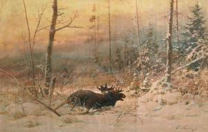 TIKHMENEV Efim 1869-1934,Elk Hunting,Palais Dorotheum AT 2021-11-09