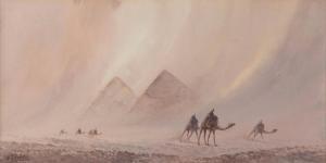 TILCHE Otto 1821-1894,Tempête de sable devant les pyramides,Damien Leclere FR 2017-10-27