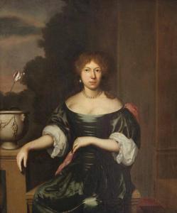 TILIUS Jan 1653-1694,Portrait de femme assise devant un paysage,Mercier & Cie FR 2018-02-18