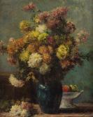 TILLOT Charles 1825-1906,Floral Still Life in Blue Vase,1877,Heritage US 2008-11-20