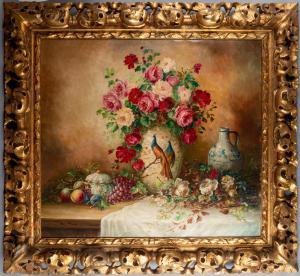 TILMAN Mary,Stillleben mit Rosen und Obst (Die Pfauenvase),DAWO Auktionen DE 2021-12-11