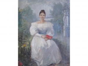 TILTON Paul Henry 1800-1900,Dama in giardino con Venezia sullo sfondo,Sesart's IT 2016-03-03