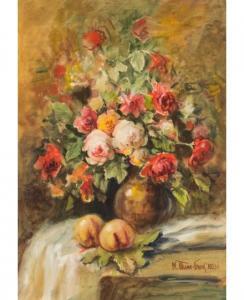 Time Blok Marina Georgievna,Still Life with Flowers and Peaches,1953,Shapiro Auctions 2018-03-07