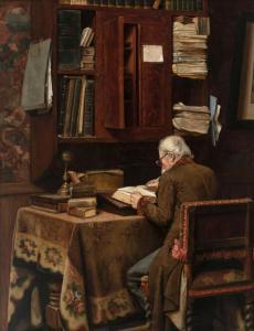 TIMMERMANS Henri 1858-1942,Writing man,1885,De Vuyst BE 2024-03-02