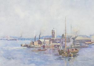 TINDALL Charles Ephraim S 1863-1951,Old Milson's Pt in 1920 Harbour,Shapiro AU 2021-03-30