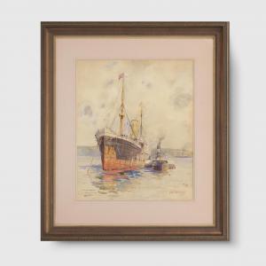 TINDALL Charles Ephraim S 1863-1951,S.S. Scharnhorst, Watson's Bay,1907,Bonhams GB 2023-11-09