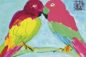 TING Walasse 1929-2010,A PAIR OF PARROTS,Sotheby's GB 2012-04-02