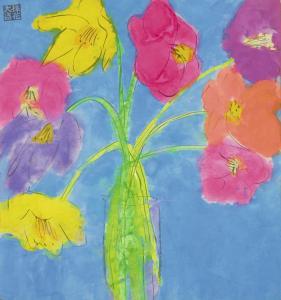 TING Walasse 1929-2010,EIGHT FLOWERS IN A VASE,Sotheby's GB 2018-04-01