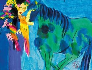 TING Walasse 1929-2010,Women with Parrots and Horse,2006,Ravenel TW 2011-06-05