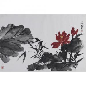 TINGYU Wang 1884-1958,RED FLOWERS AND BAMBOO,Waddington's CA 2011-12-05