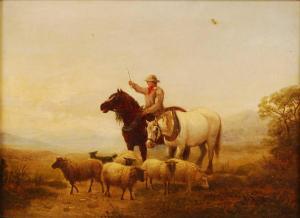 TIPPETT William Vivian,Farmer on horseback with a grey and sheep,Lacy Scott & Knight 2022-12-10
