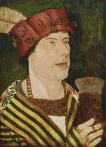 TIROLEAN SCHOOL,PORTRAIT OF A JESTER AT THE COURT OF THE EMPEROR M,1515,Sotheby's GB 2019-07-04