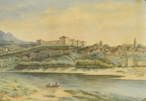 tirone e 1800,Moncalieri and the Castello Reale, from the Po,1867,Christie's GB 2007-12-12