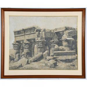 TISSANDIER Albert 1839-1906,Etude d\’un temple égyptien,Herbette FR 2023-01-29