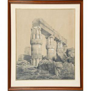 TISSANDIER Albert 1839-1906,Etude pour les colonnes d\’un temple égyptien,Herbette FR 2023-01-29