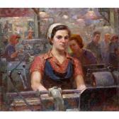TITOV Victor 1922,woman in a factory complex,1955,Sotheby's GB 2004-05-26
