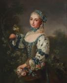 TOCQUE Jean Louis 1696-1772,Portrait of a lady gathering flowers,John Moran Auctioneers 2021-04-28
