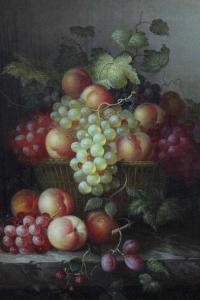 TODD Henry Georges 1847-1898,still life of fruit and vines on marble ledges,Reeman Dansie 2021-04-27