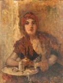 TODESCHINI GIAMBATTISTA 1857-1938,Donna al caffè,Meeting Art IT 2008-02-16