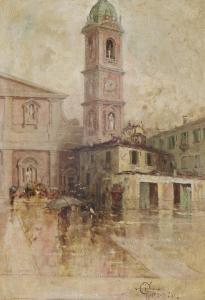 TODESCHINI GIAMBATTISTA 1857-1938,Piazza Santo Stefano, Milano,Aste Bolaffi IT 2020-09-22