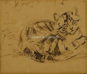 TOEFAERTS Albert 1856-1909,Le chat,Campo & Campo BE 2019-09-07