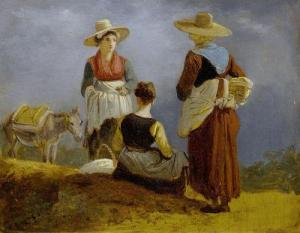 TOEPFFER Adam 1766-1847,Trois paysannes et un âne,Galerie Koller CH 2019-06-28