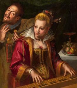 TOEPUT Lodewyk 1550-1605,Distinguished Lady at the Spinet,1570,Van Ham DE 2023-11-17