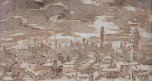TOEPUT Lodewyk 1550-1605,Vue des toits d'une ville, peut-être Trévise.,Ferri FR 2018-11-30
