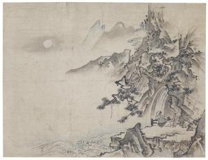 TOKAN Shugetsu 1427-1519,Scholar Contemplating the Moon,Bonhams GB 2016-11-10