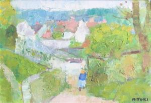 TOKI Kunihiko,Landscape with Figure on Village Path,Hindman US 2014-11-07