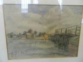 TOLER A.E,river scene with bridge and church on the far bank,Crow's Auction Gallery GB 2017-04-12