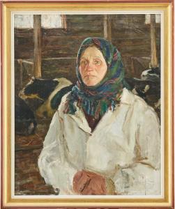 TOLKATCHEV Sergueï 1903,Kvinna i ladugården,Uppsala Auction SE 2020-09-15