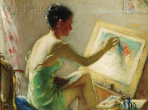 TOLMAN Robert 1886,Woman Painting /A Portrait of the Artist's Wife, L,Skinner US 2009-09-11