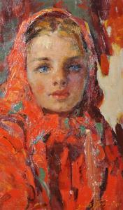 Tolotchko Viktor Ivanovitch 1922-2006,Young Girl in a Red Headscarf,John Nicholson GB 2018-06-20
