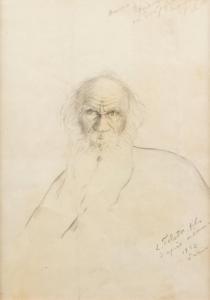 TOLSTOI Leon Lvovitch 1869-1945,Portrait de Léon Tolstoï, son père,1932,Millon & Associés 2018-05-30