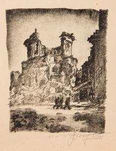 TOM Józef 1883-1962,Ruiny Warszawy litografia/papier,Desa Unicum PL 2018-02-15