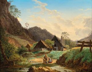 TOMA Matthias Rudolf 1792-1869,By a Mountain Creek,1849,Palais Dorotheum AT 2023-05-02