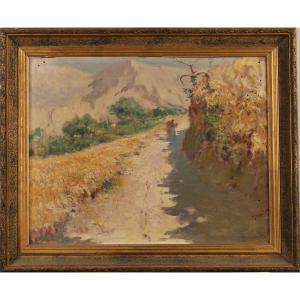 TOMASELLI Onofrio 1866-1956,Strada di campagna con popolana,Galleria Sarno IT 2024-03-13